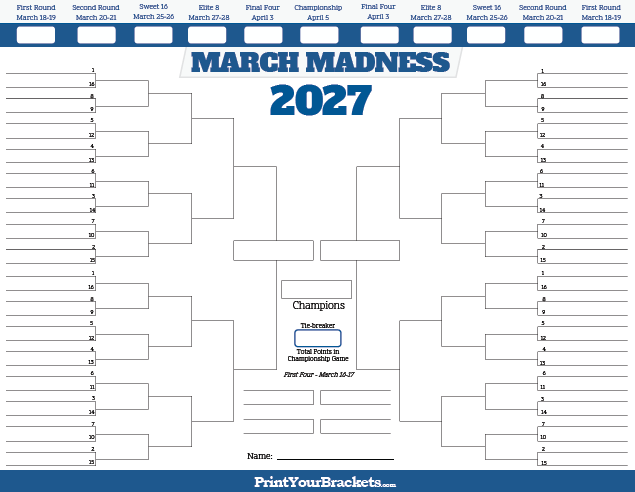 Printable March Madness Bracket