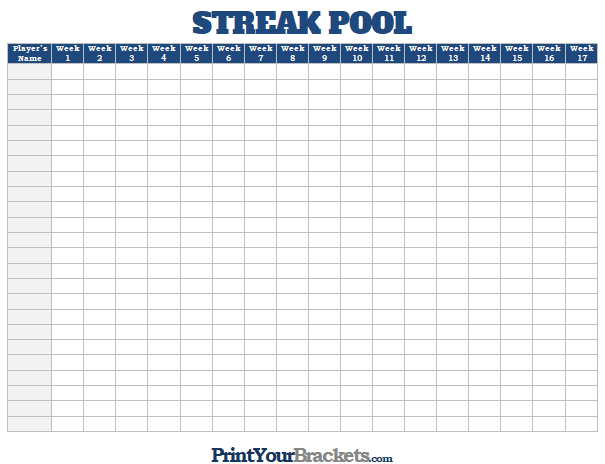 Printable NFL Streak Pool