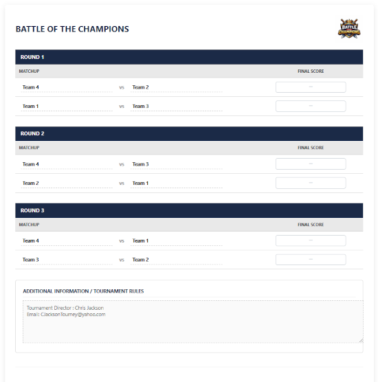 Round Robin Tournament Generator
