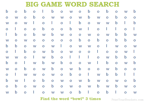 Printable Super Bowl Word Search Puzzle