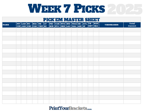 Week 7 Nfl Pick Em Sheet Printable Printable Word Searches