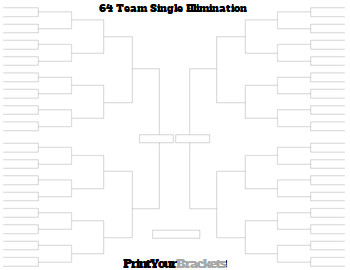 64 Team Single Elimination Tournament Bracket